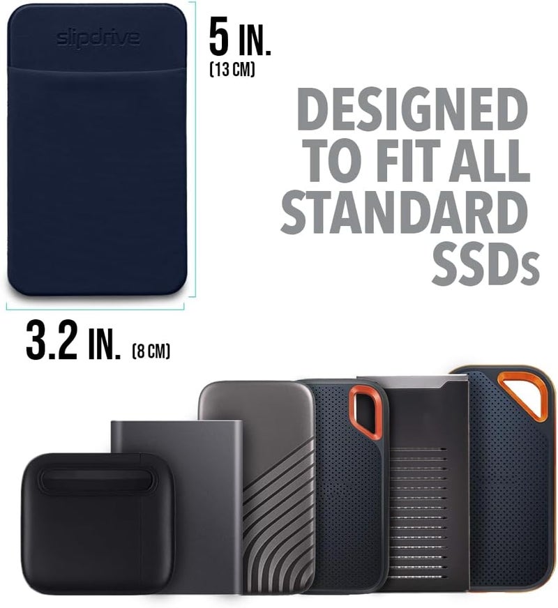 Slipdrive حافظة قرص صلب محمولة للكمبيوتر المحمول - قرص صلب SSD - لاصق قابل لإعادة الاستخدام - 5 بوصة × 3.2 بوصة - حقيبة حمل خارجية للقرص الصلب - حقيبة سفر (صغيرة، زرقاء داكنة) - Image 2